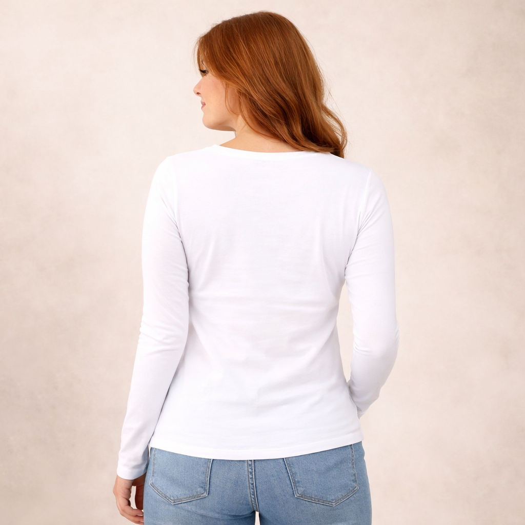 Damen T-Shirt Langarm * Print Vorderseite * Enten * weiß * Longsleeve * regarts.de * 100% Baumwolle