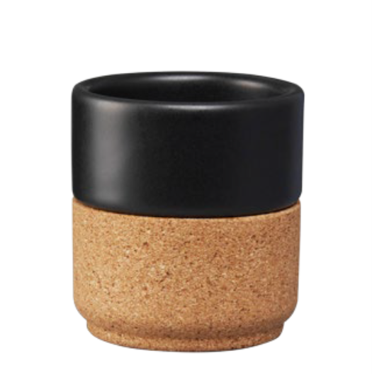 verKORKst Premium Espresso Tasse * schwarz * Keramik und Kork * ohne Henkel * vielfach prämiert * Designer Cup henkellos * made in Portugal