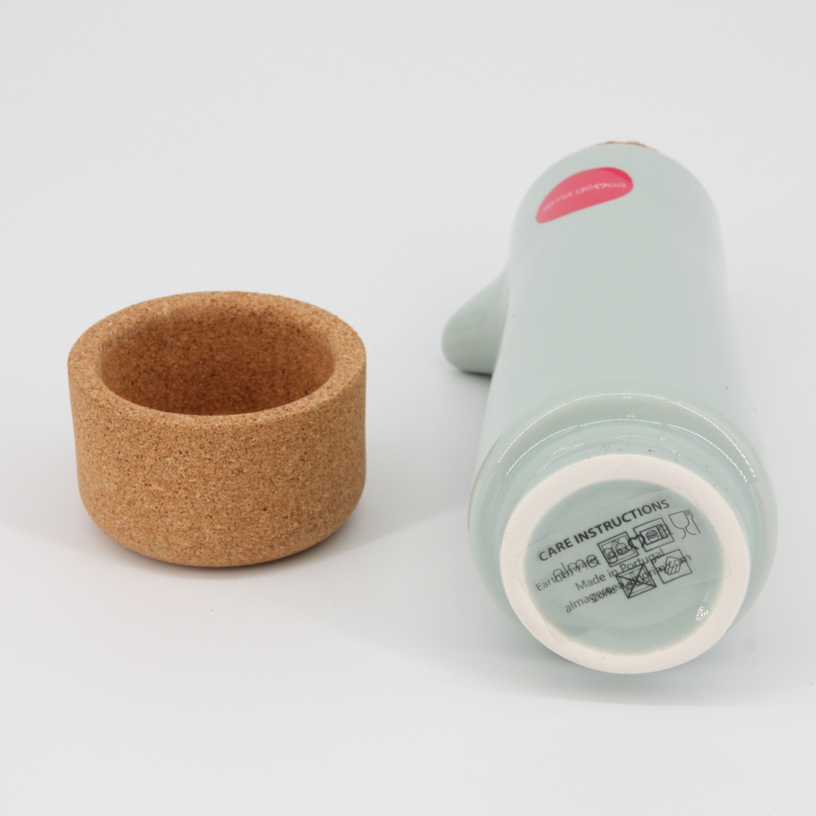 verKORKst Premium Vinegar and Oil Dispenser * Light Green * Ceramic and Cork * Award-Winning * Designer Vinegar and Oil Carafe * Made in Portugal