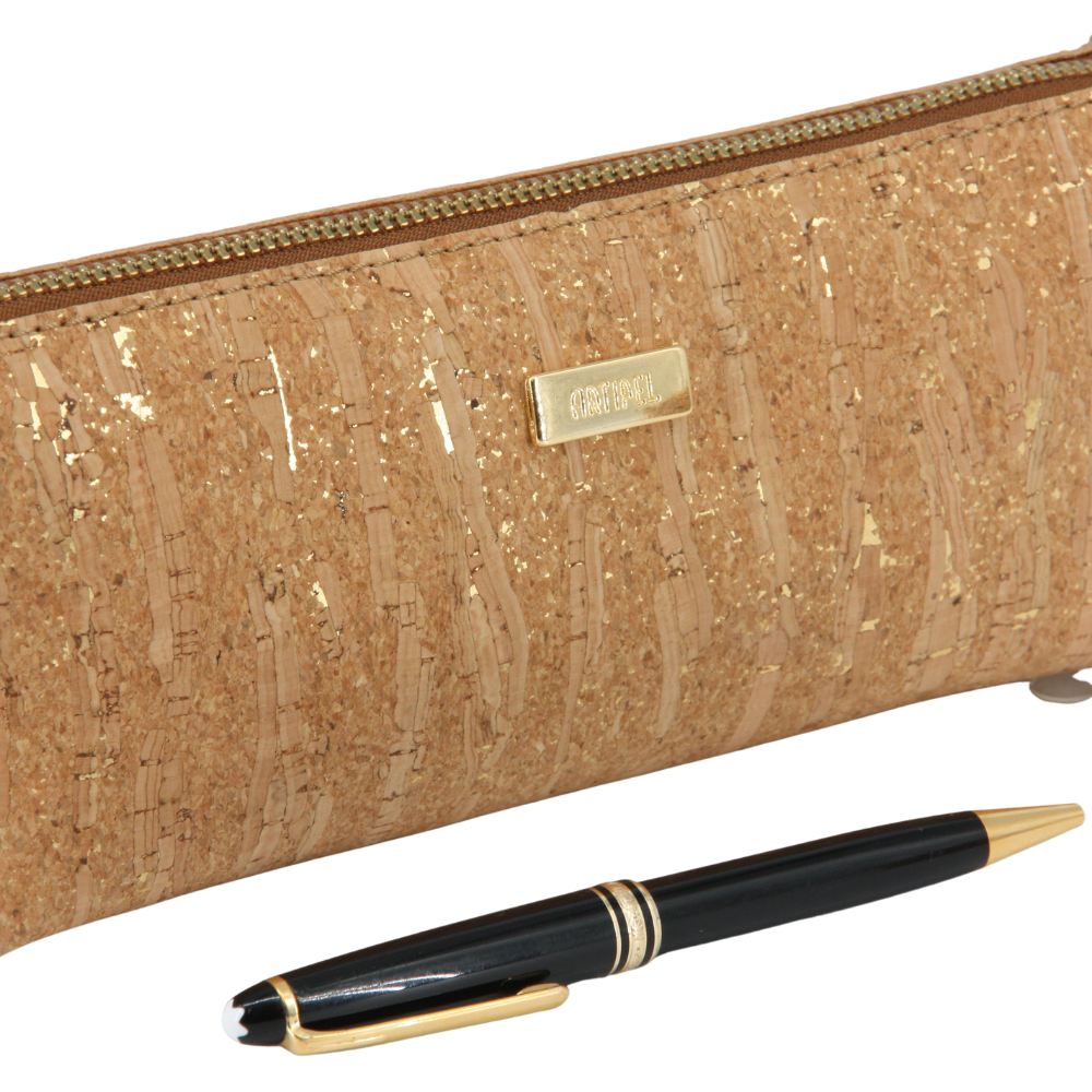 Kork Federmappe * mit Gold-Pigmenten * vegan * Premium Qualität * abwaschbar * antiseptisch * handmade in Portugal