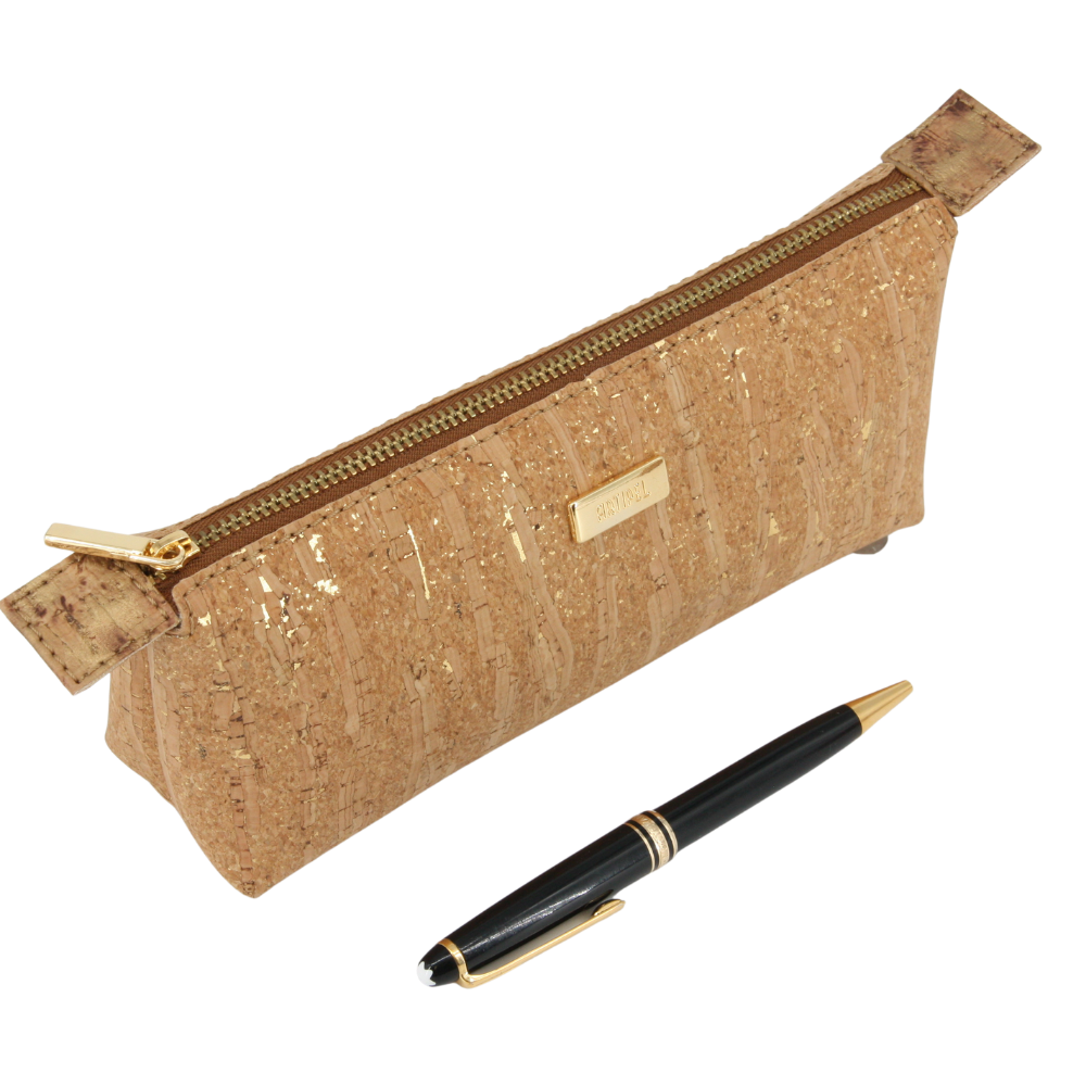 Kork Federmappe * mit Gold-Pigmenten * vegan * Premium Qualität * abwaschbar * antiseptisch * handmade in Portugal