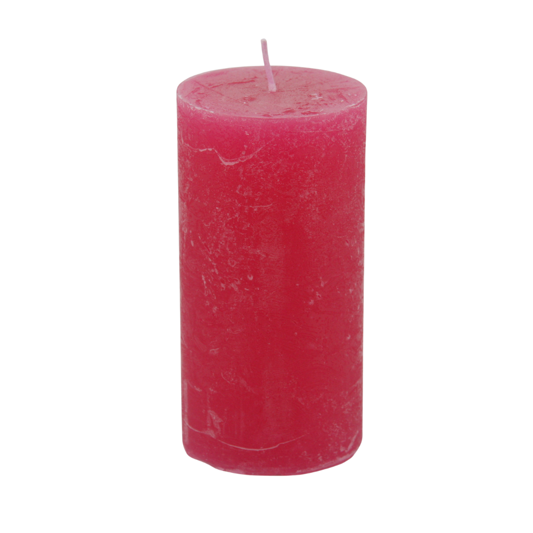 Kerze Rustico 5 x 10 cm im Set * 25 Std. Brenndauer * pink * von Hand gearbeitet * durchgefärbt * Auslaufschutz * rußfrei * geruchslos * von Kerzen Steinhart Bad Tölz