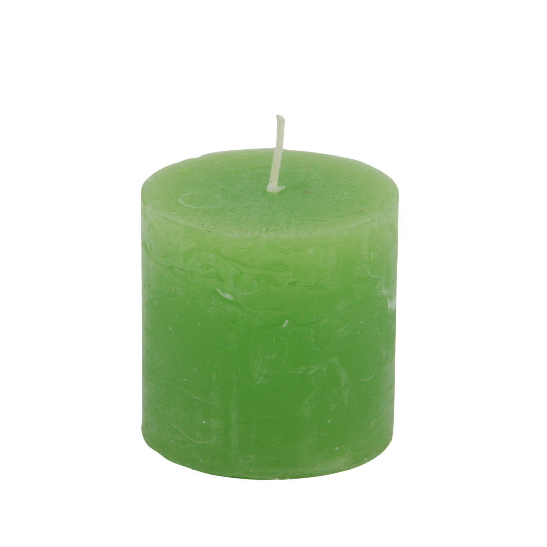 Kerze Rustico 5 x 5 cm im Set * 15 Std. Brenndauer * apfelgrün * von Hand gearbeitet * durchgefärbt * Auslaufschutz * rußfrei * geruchslos * von Kerzen Steinhart Bad Tölz