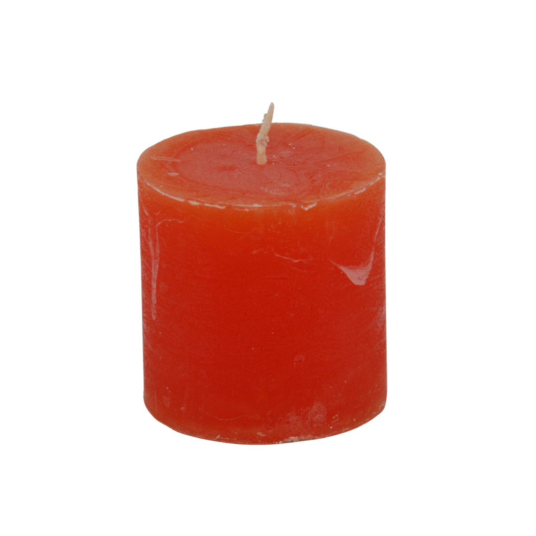 Kerze Rustico 5 x 5 cm im Set * 15 Std. Brenndauer * orange * von Hand gearbeitet * durchgefärbt * Auslaufschutz * rußfrei * geruchslos * von Kerzen Steinhart Bad Tölz