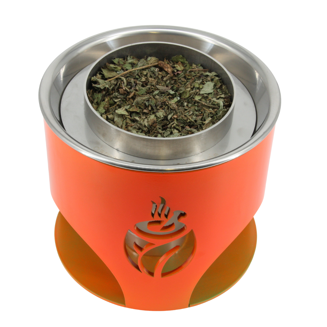 verKORKst Premium Kräuterdampfofen FLAME * rot orange * natürlicher Duft ohne Strom * Aromatisierung, Befeuchtung und Desinfektion der Luft * made in Germany