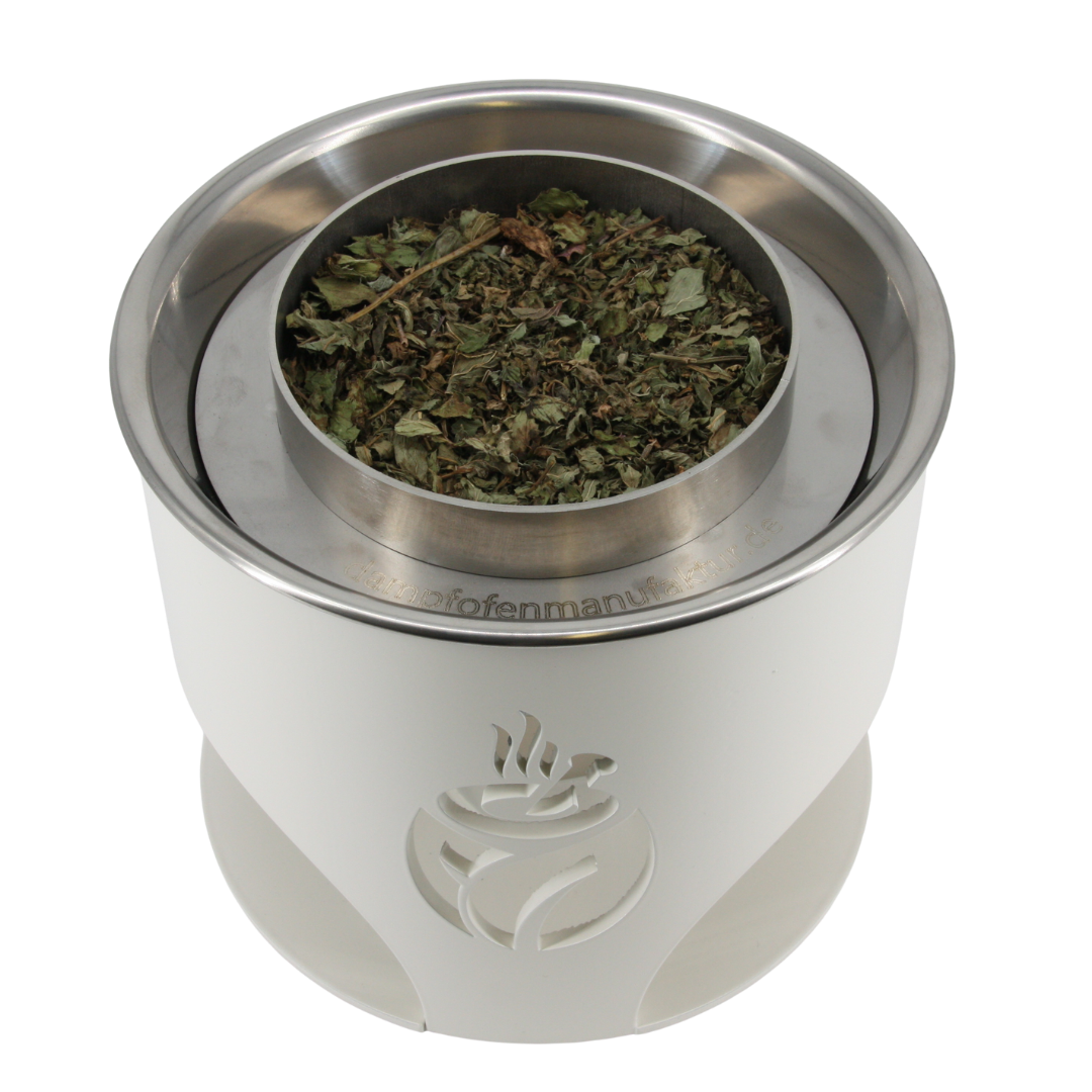 verKORKst Premium Kräuterdampfofen FLAME * weiß matt * natürlicher Duft ohne Strom * Aromatisierung, Befeuchtung und Desinfektion der Luft * made in Germany