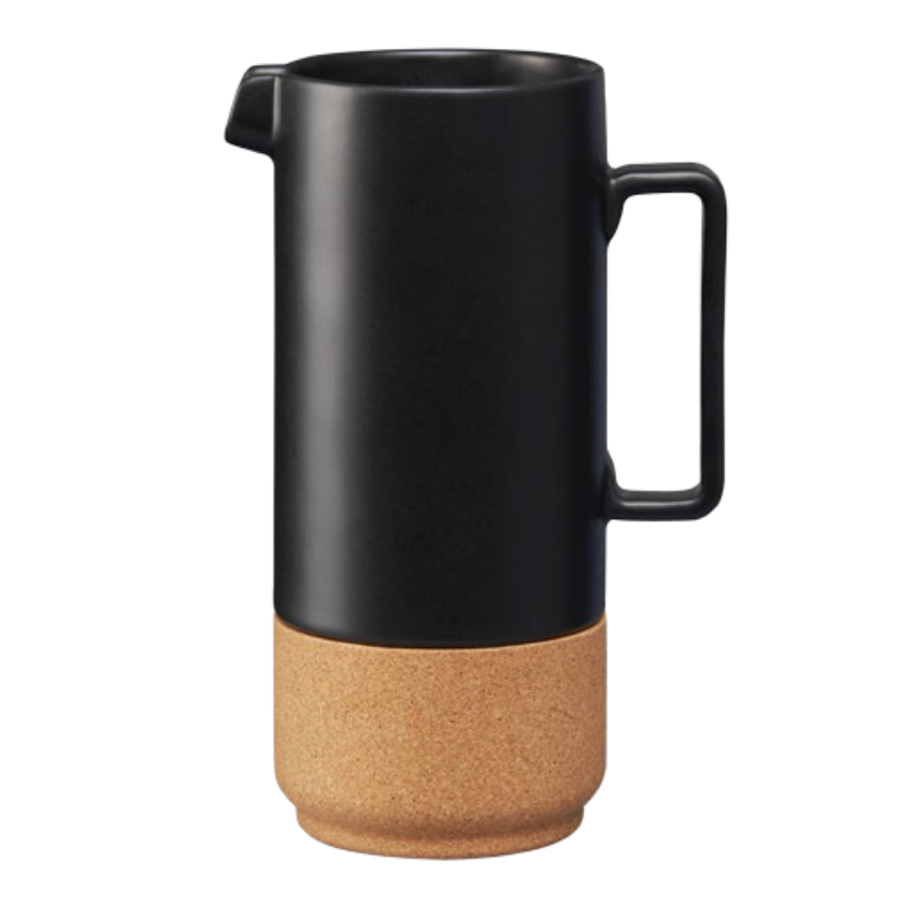 verKORKst Premium Wasser Krug * 1 Liter * schwarz * Keramik und Kork * vielfach prämiert * Designer Saft und Wasser Karaffe * made in Portugal