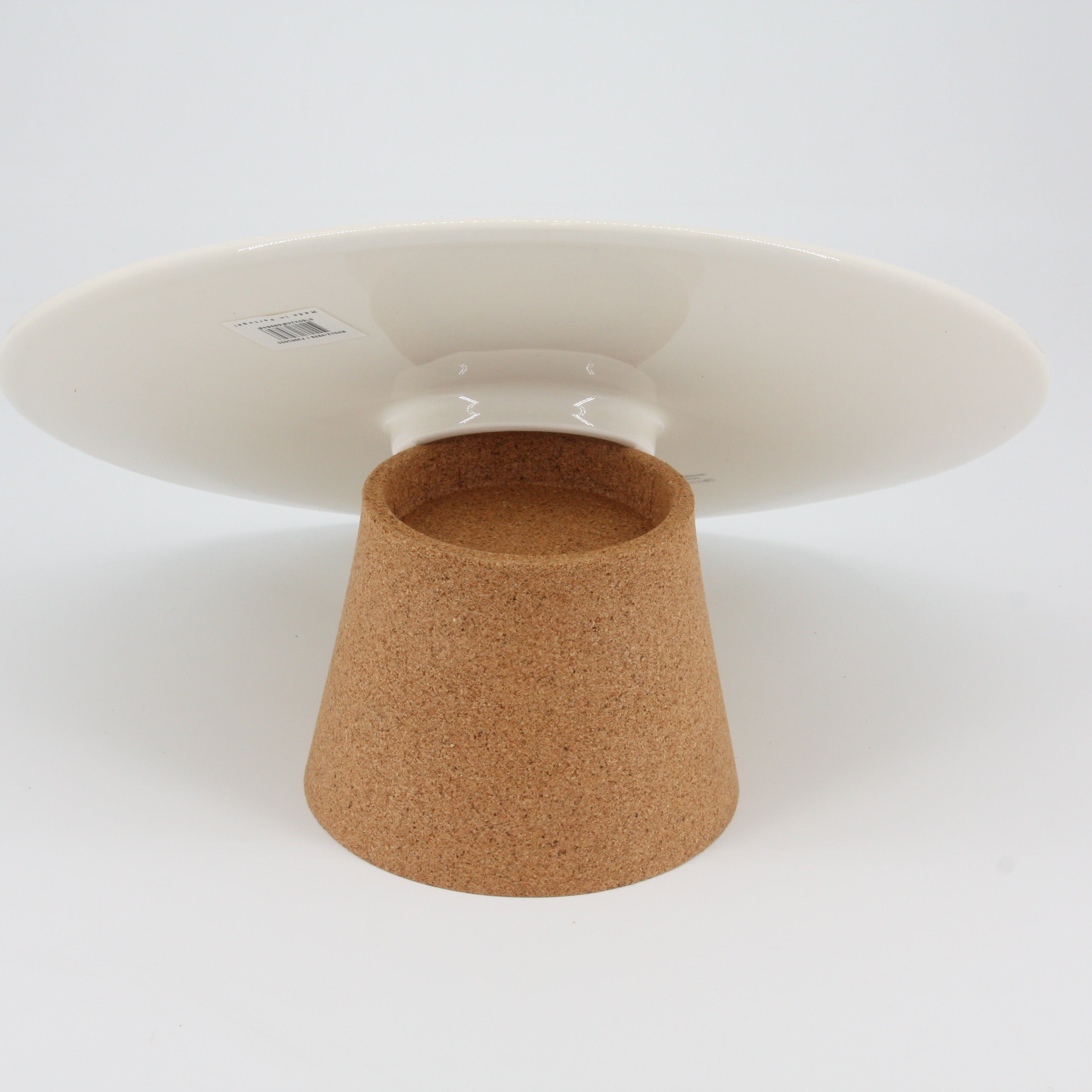 verKORKst Premium Kuchenplatte Tortenplatte * perlweiß * Keramik und Kork * vielfach prämiert * Designer Kuchen- und Torten-Ständer * made in Portugal