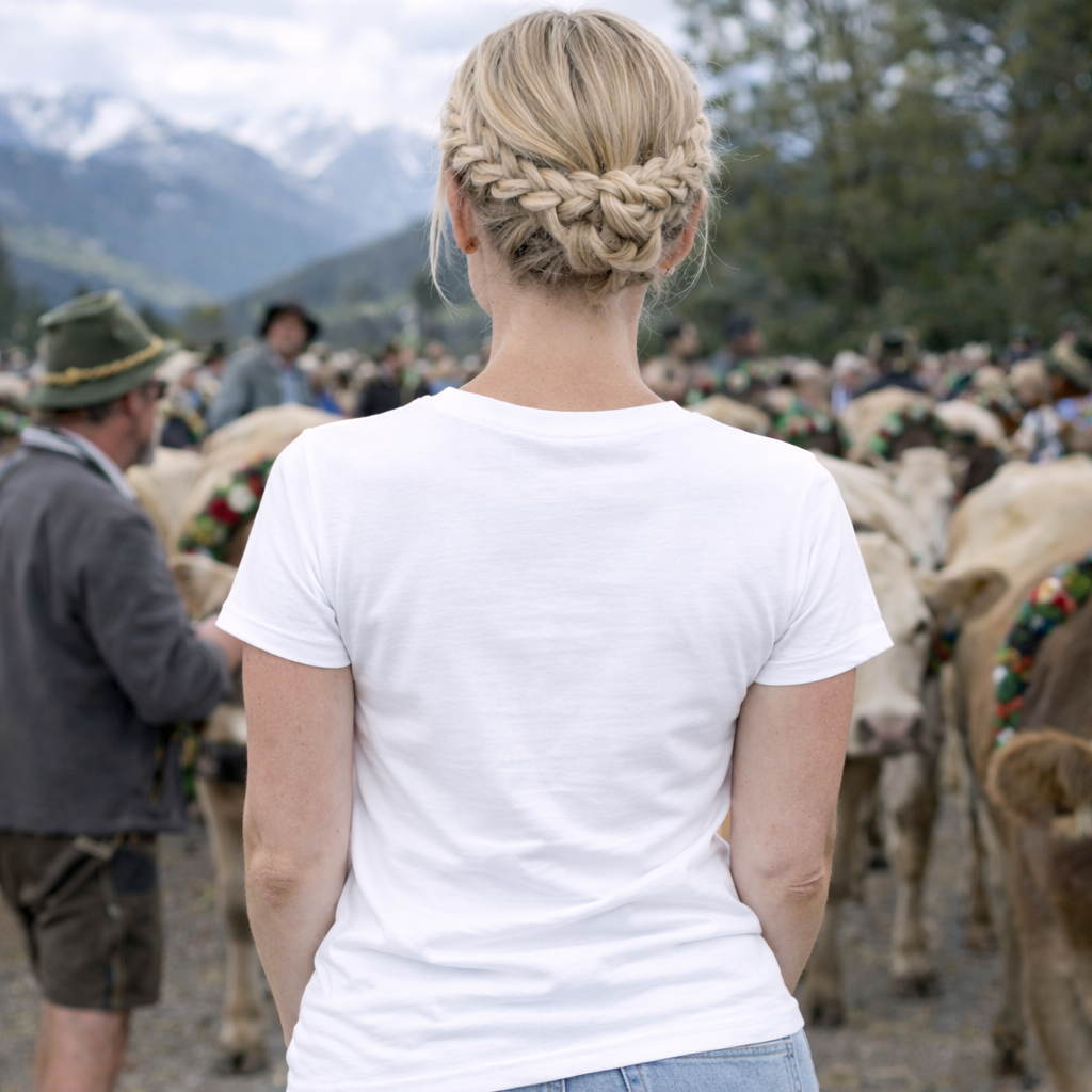 Damen T-Shirt * Print Vorderseite * Kuh * weiß * T-Shirt * regarts.de * 100% Baumwolle