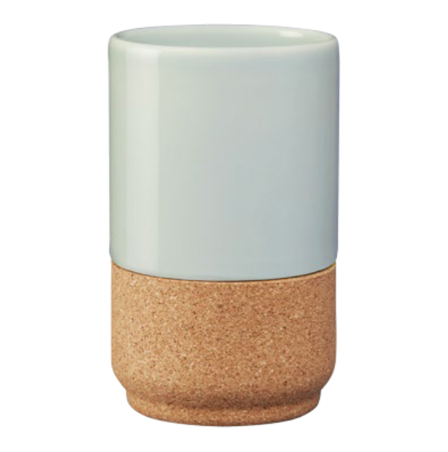 verKORKst Premium Latte und Kaffee Tasse * hellgrün * Keramik und Kork * ohne Henkel * vielfach prämiert * Designer Cup henkellos * made in Portugal