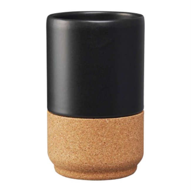 verKORKst Premium Latte und Kaffee Tasse * schwarz * Keramik und Kork * ohne Henkel * vielfach prämiert * Designer Cup henkellos * made in Portugal