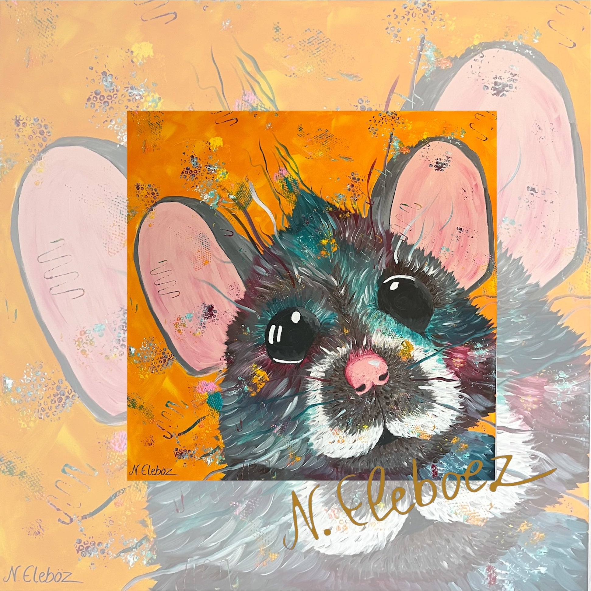 Kunstdruck * Acryl auf Leinwand * Maus * Nirtak Eleboez * verschiedene Größen * bunte Kollektion
