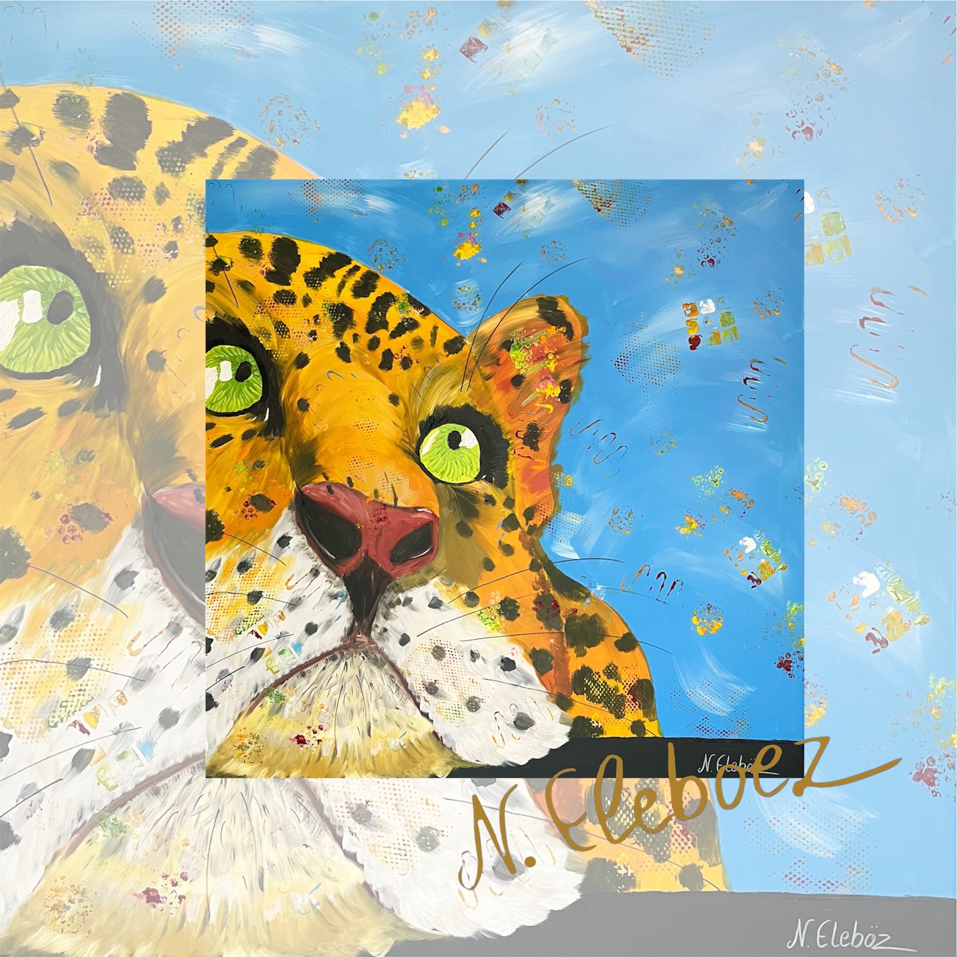 Kunstdruck * Acryl auf Leinwand * Leopard * Nirtak Eleboez * verschiedene Größen * bunte Kollektion