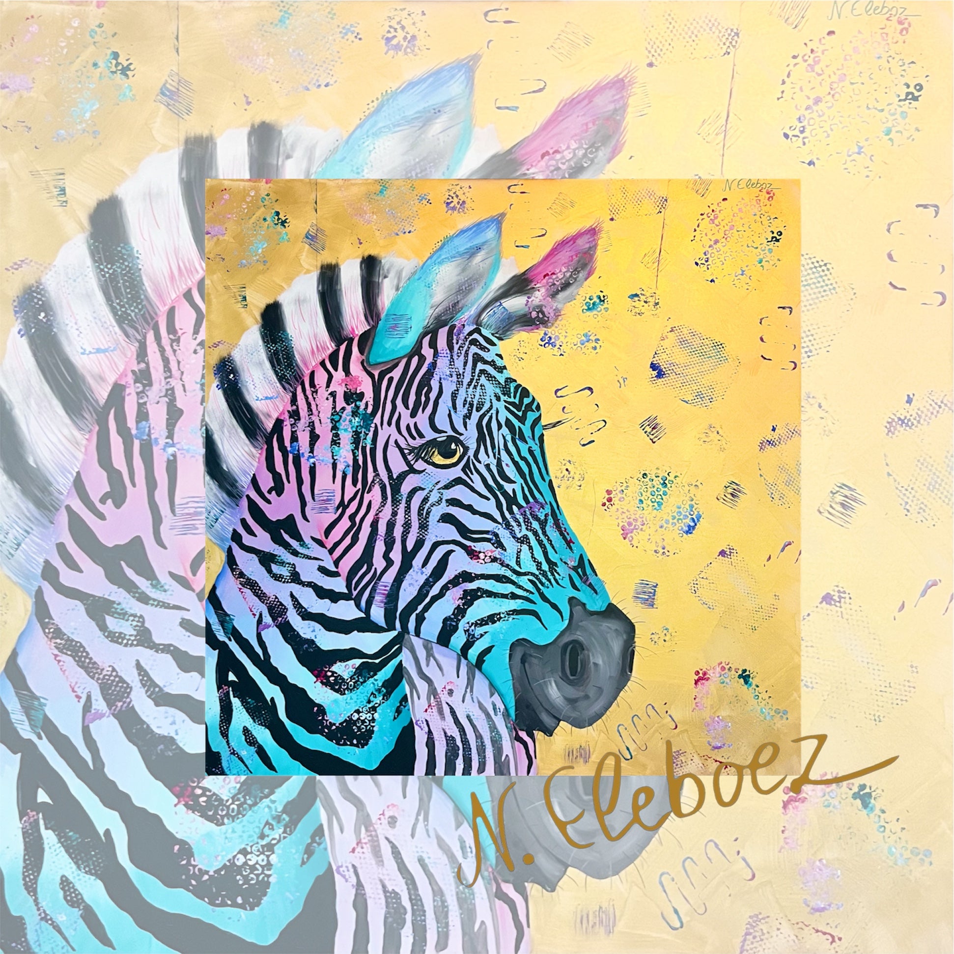 Kunstdruck * Acryl auf Leinwand * Zebra * Nirtak Eleboez * verschiedene Größen * bunte Kollektion