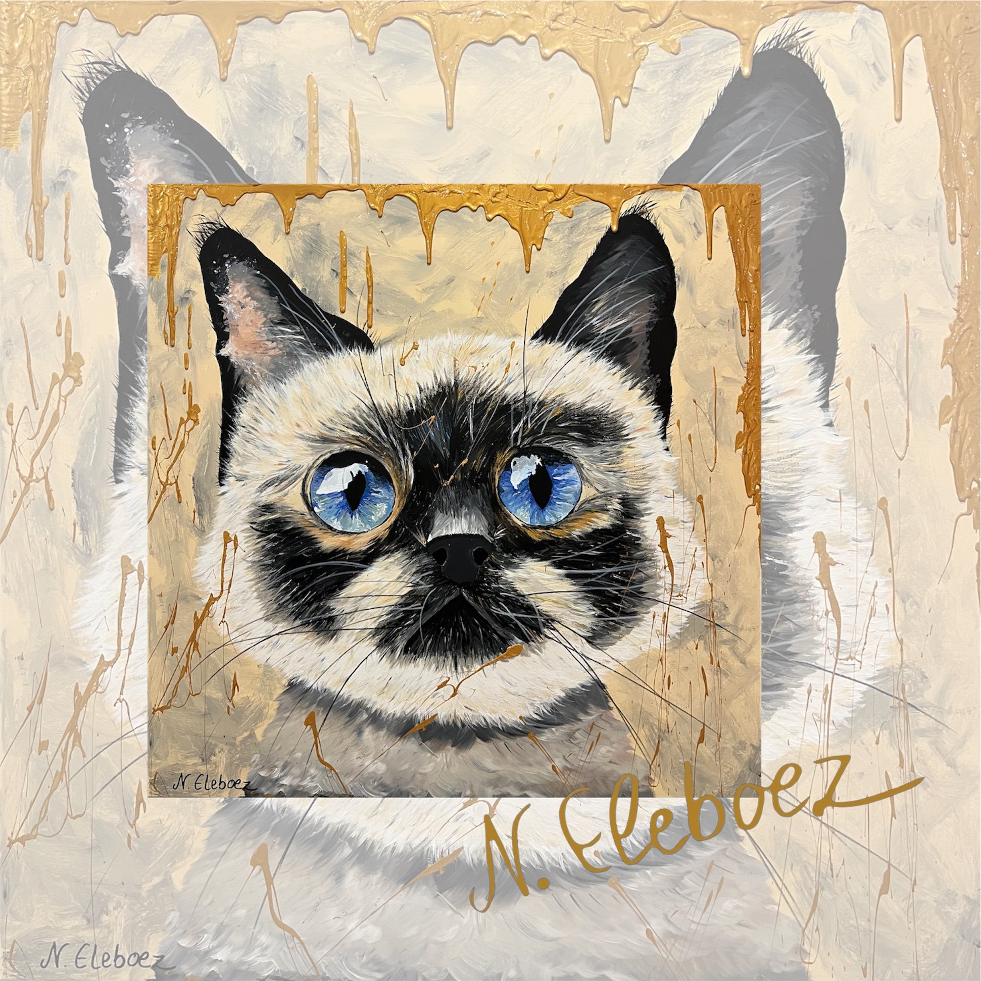Kunstdruck * Acryl auf Leinwand * Katze * Nirtak Eleboez * verschiedene Größen * bunte Kollektion