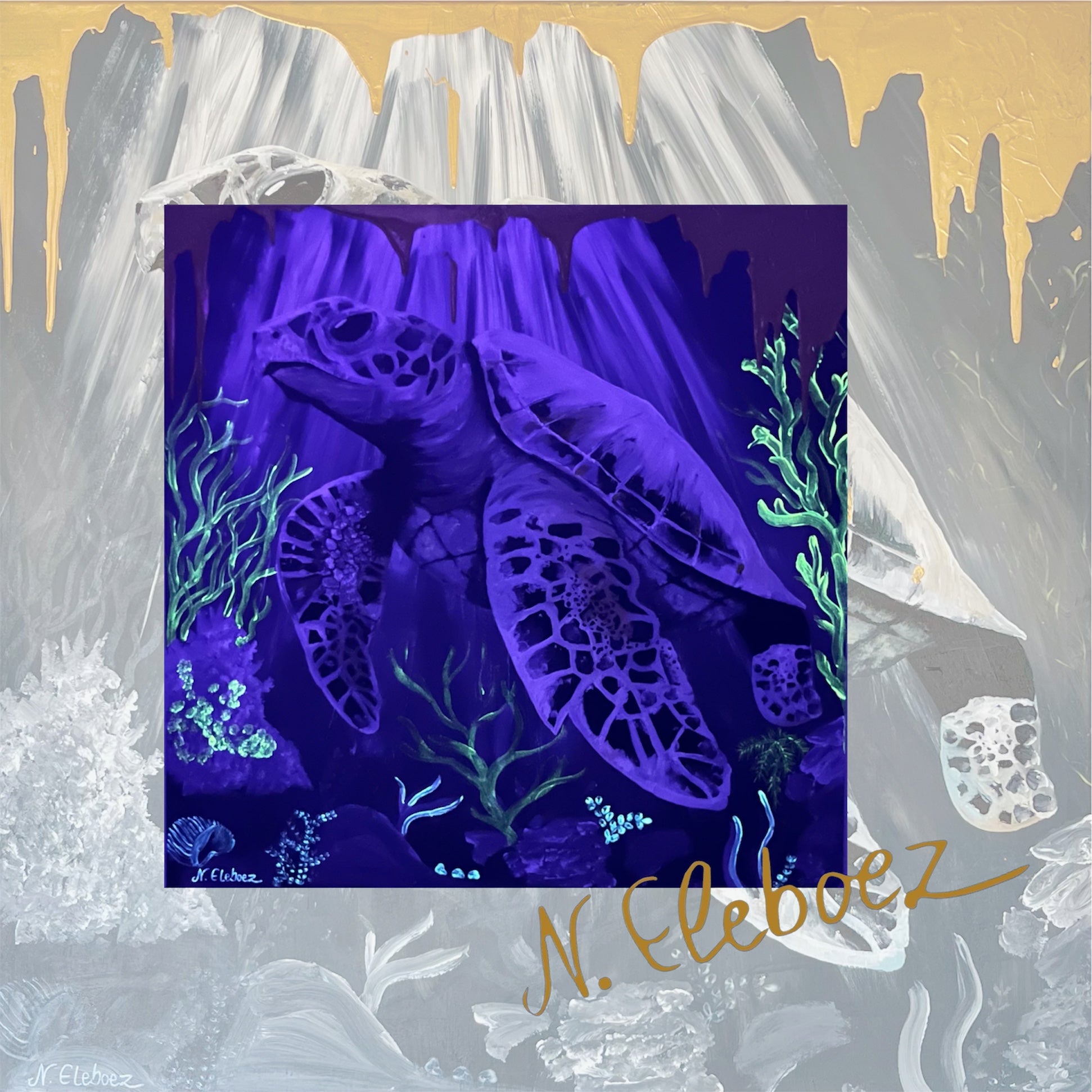 Kunstdruck * Acryl auf Leinwand * Schildkröte * Nirtak Eleboez * verschiedene Größen