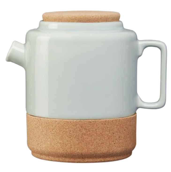 verKORKst Premium Tee und Kaffee Kanne * 850 ml * hellgrün * Keramik und Kork * vielfach prämiert * Designer Tee Karaffe * made in Portugal