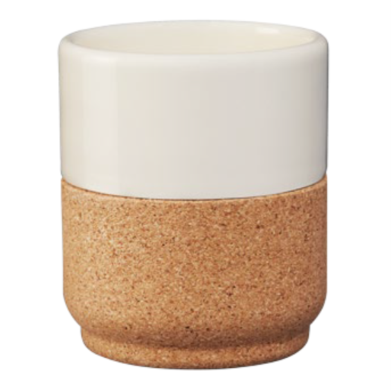 verKORKst Premium Kaffee und Tee Tasse * perlweiß * Keramik und Kork * ohne Henkel * vielfach prämiert * Designer Cup henkellos * made in Portugal