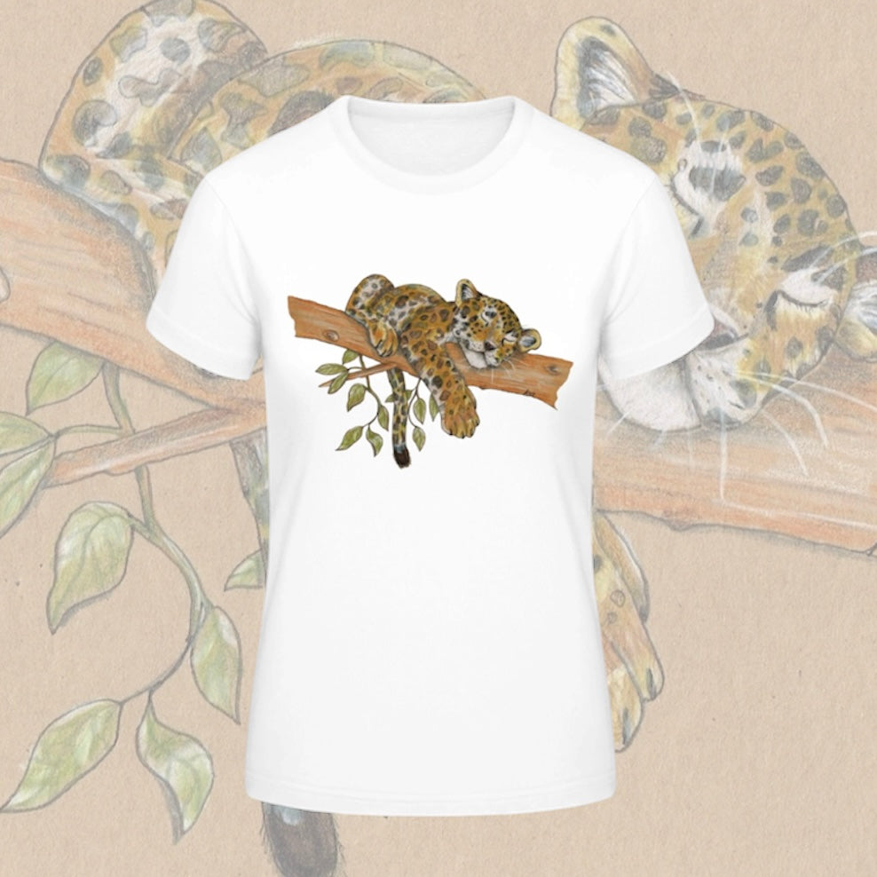 Damen T-Shirt * Print Vorderseite * Leopard * weiß * T-Shirt * regarts.de * 100% Baumwolle