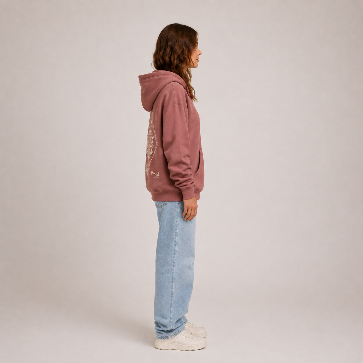 Frauen Hoodie aus Holzfasern * Kapuzenpullover * 100% Natur * 0% Plastik * rot * Motiv "Lotusblüte"