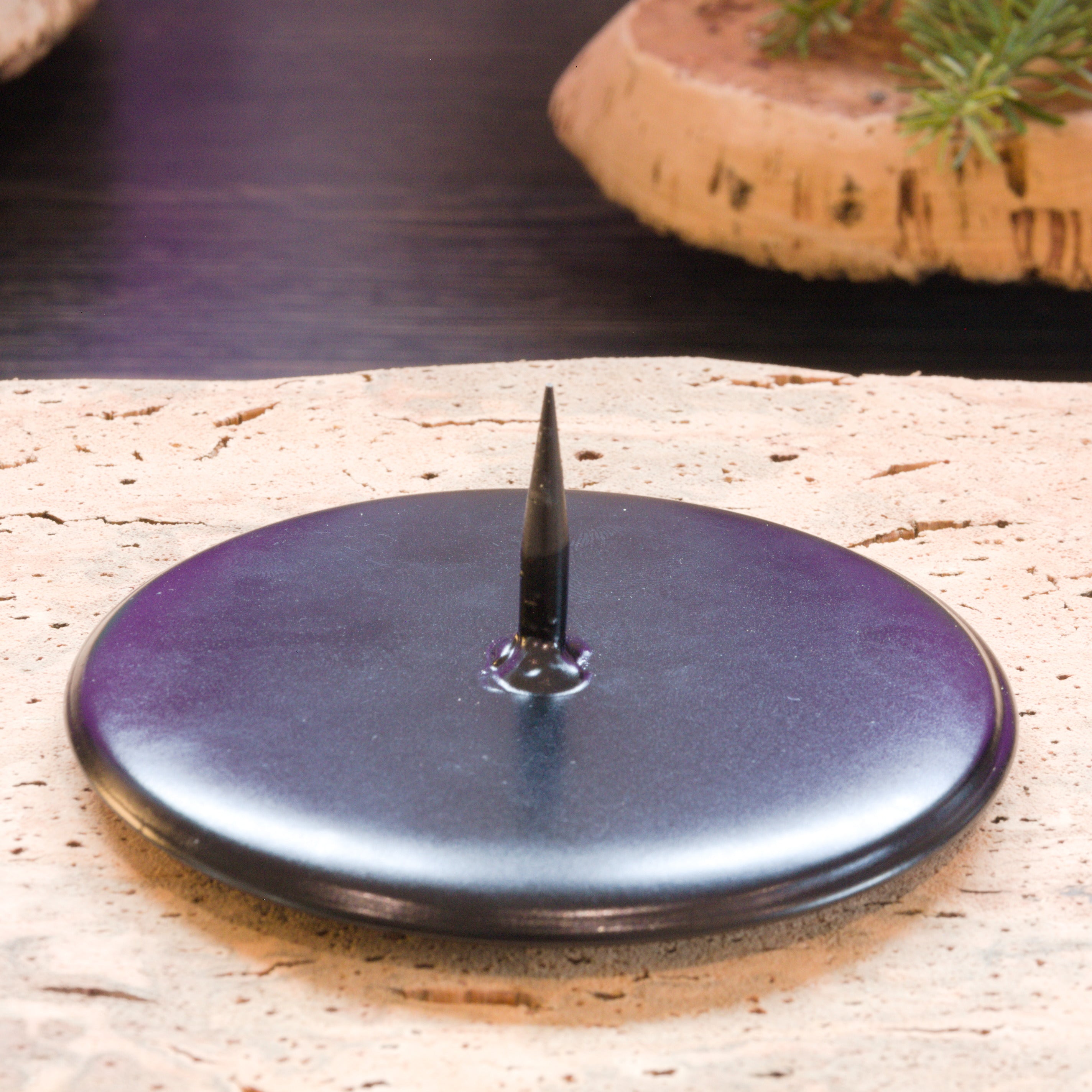 VERKORKst premium candle plate with spike * Ideal for cork bowls * Extremely stable candle holder * Forged by hand and powder-coated