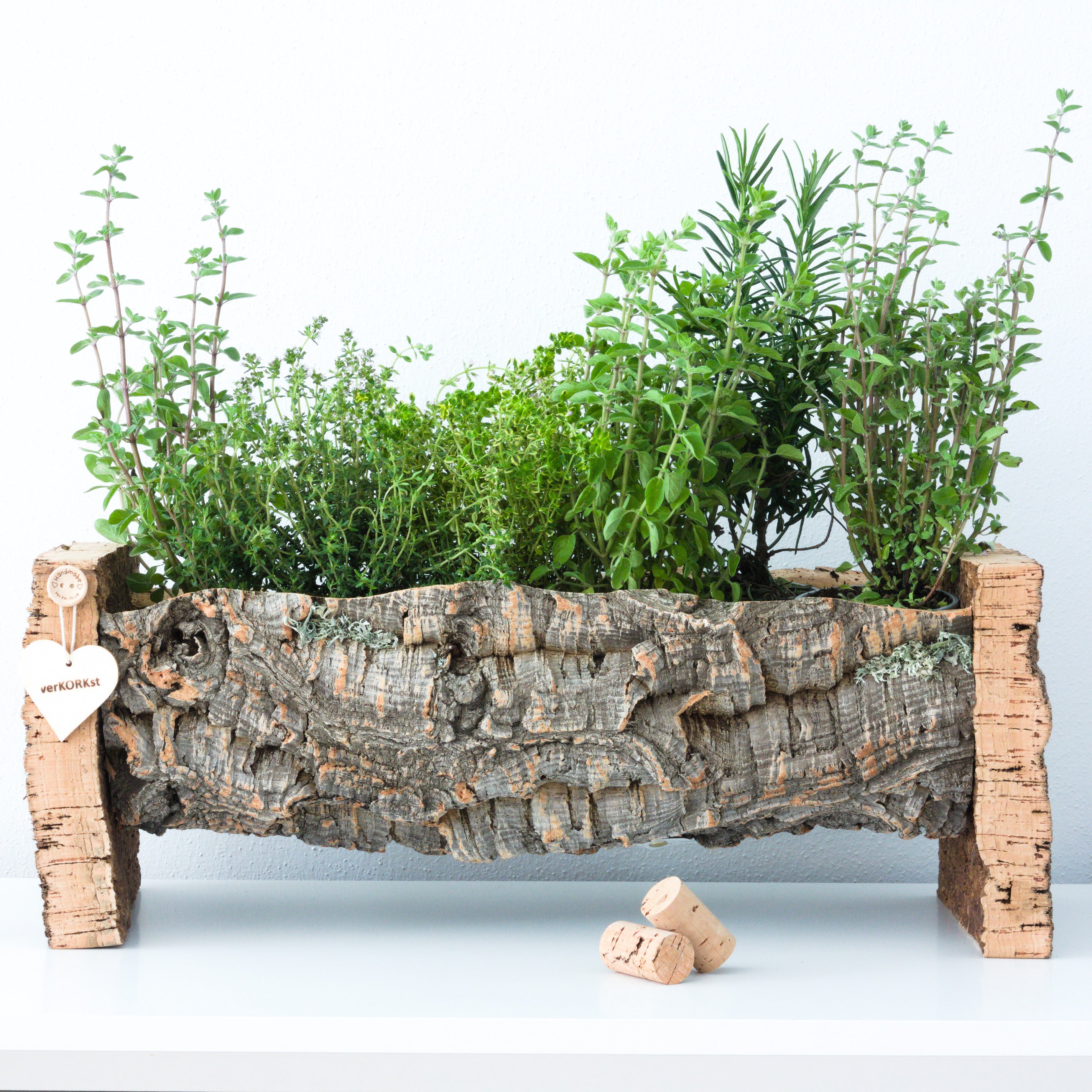 VERKORKst premium plant trough made of cork bark * Rustic herb pot * Vintage flower pot for the kitchen, living room, garden and balcony